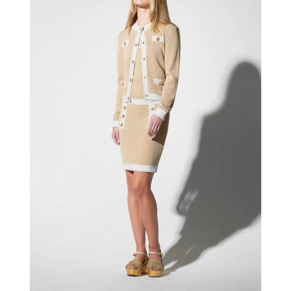 NEW OOLALA lurex ribbed knit cardigan in tan